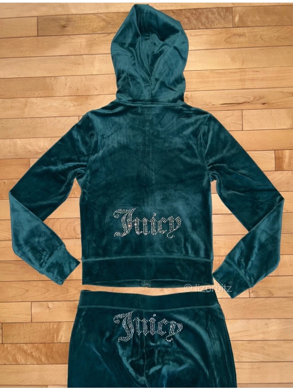 NEW! JUICY COUTURE Velour OG Bling Tracksuit Set in Rainforest Green Size M